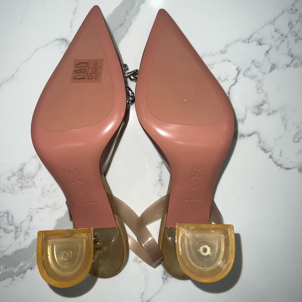 Amina Muaddi Brown Heels with Silver Embellishments - Picture 11 of 15